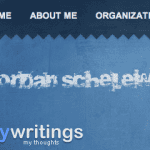 Jordan schelew website homepage with navigation menu and blue background.